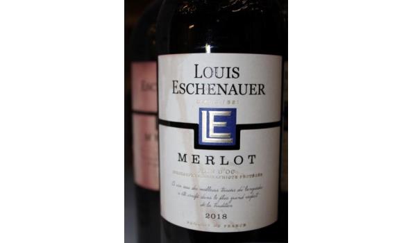 14 div flessen à 75 et 37,5cl witte en rode wijn wo Louis Eschenauer Merlot 2018